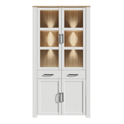 Balmoral Display Cabinet 4 Door 2 Drawer in Oak/White