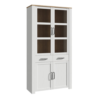 Balmoral Display Cabinet 4 Door 2 Drawer in Oak/White