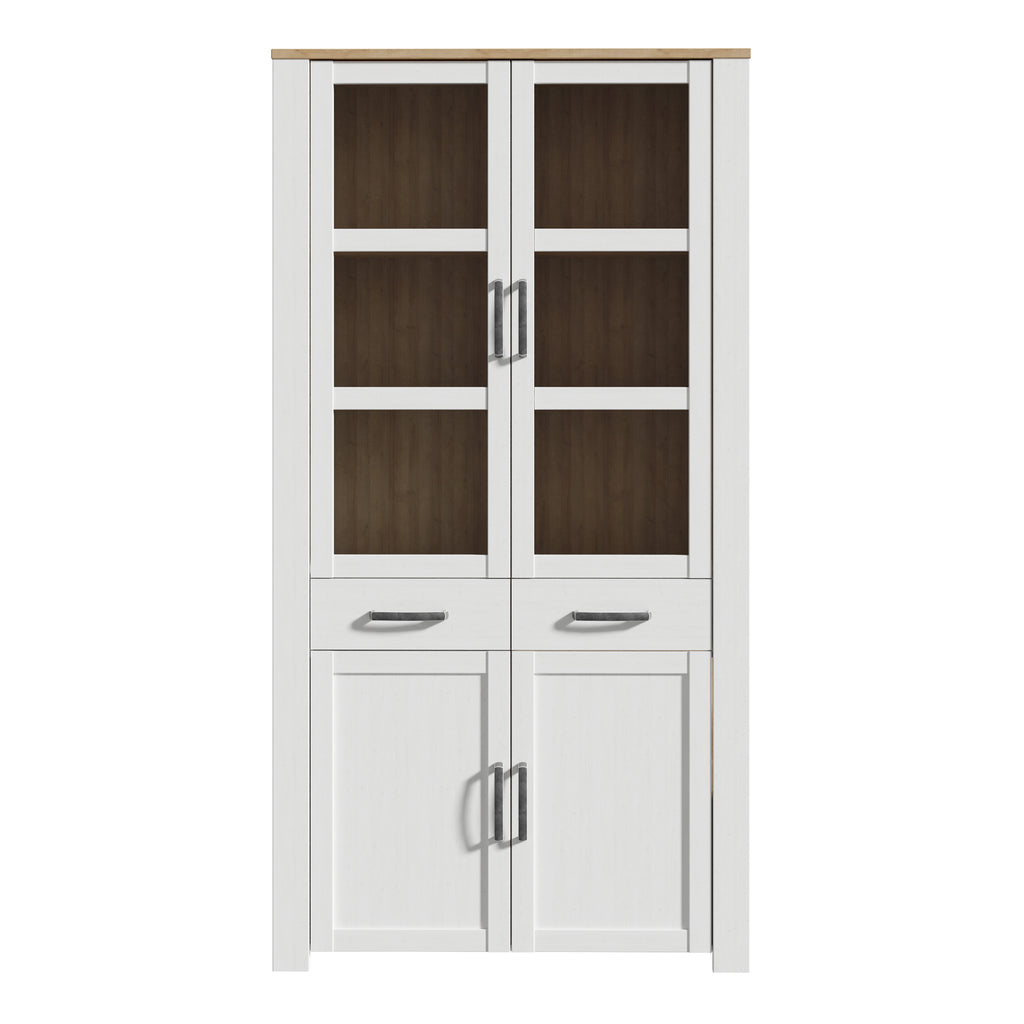 Balmoral Display Cabinet 4 Door 2 Drawer in Oak/White
