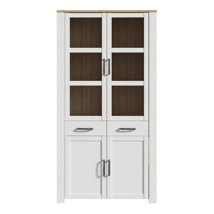 Balmoral Display Cabinet 4 Door 2 Drawer in Oak/White