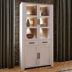 Balmoral Display Cabinet 4 Door 2 Drawer in Oak/White