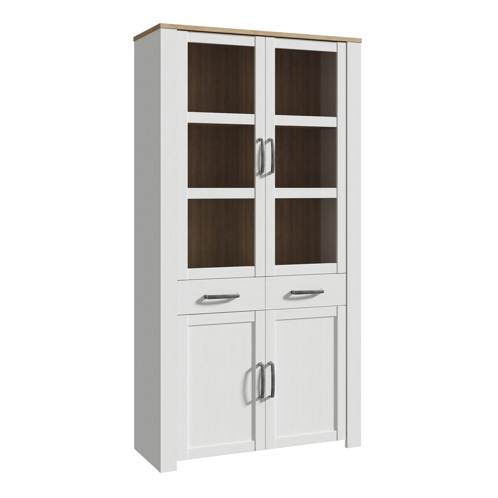 Balmoral Display Cabinet 4 Door 2 Drawer in Oak/White