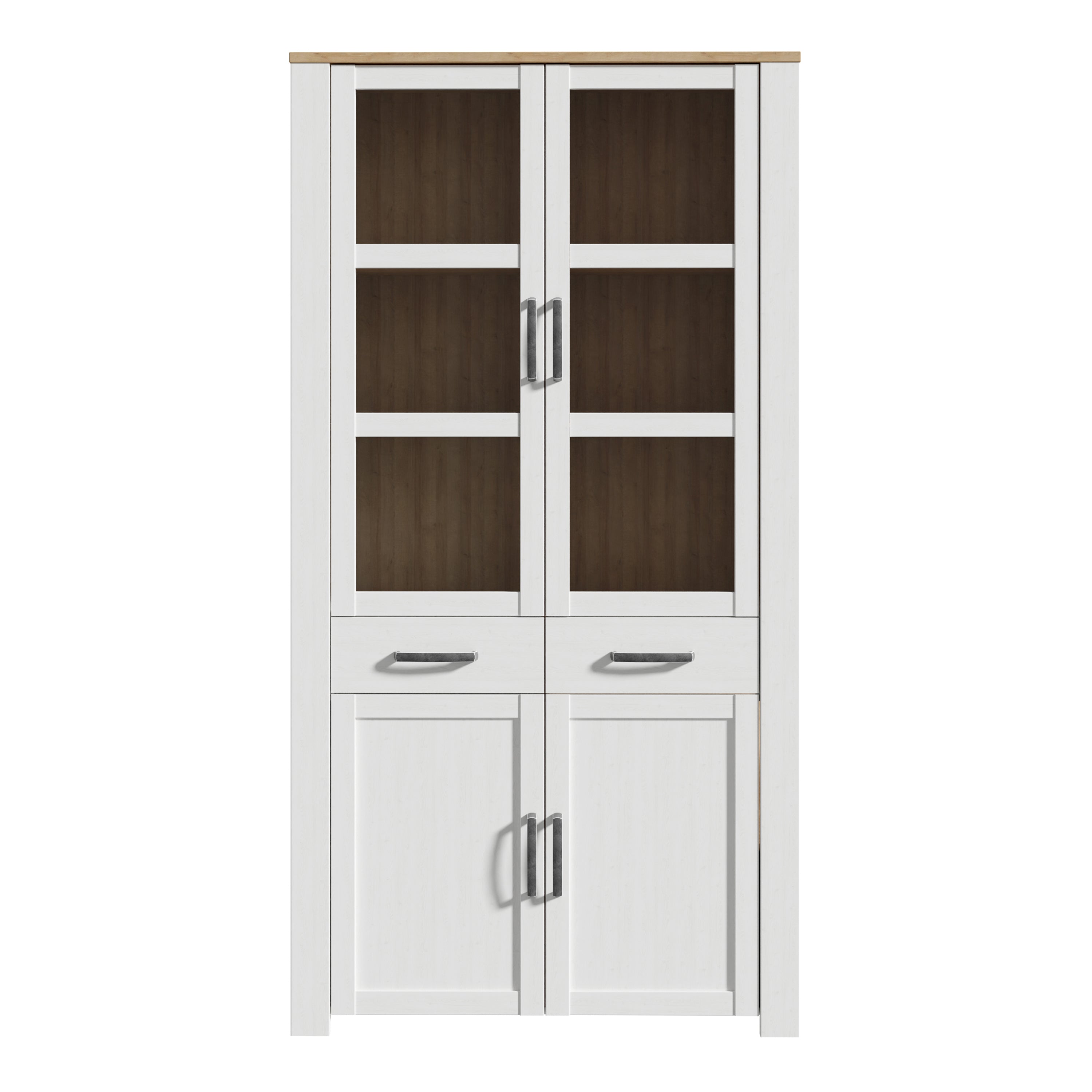 Balmoral Display Cabinet 4 Door 2 Drawer in Oak/White