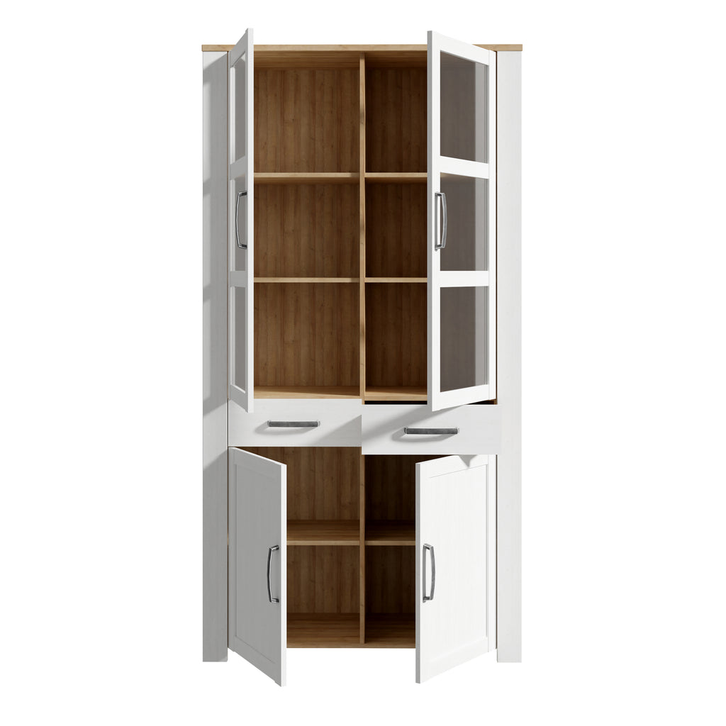 Balmoral Display Cabinet 4 Door 2 Drawer in Oak/White