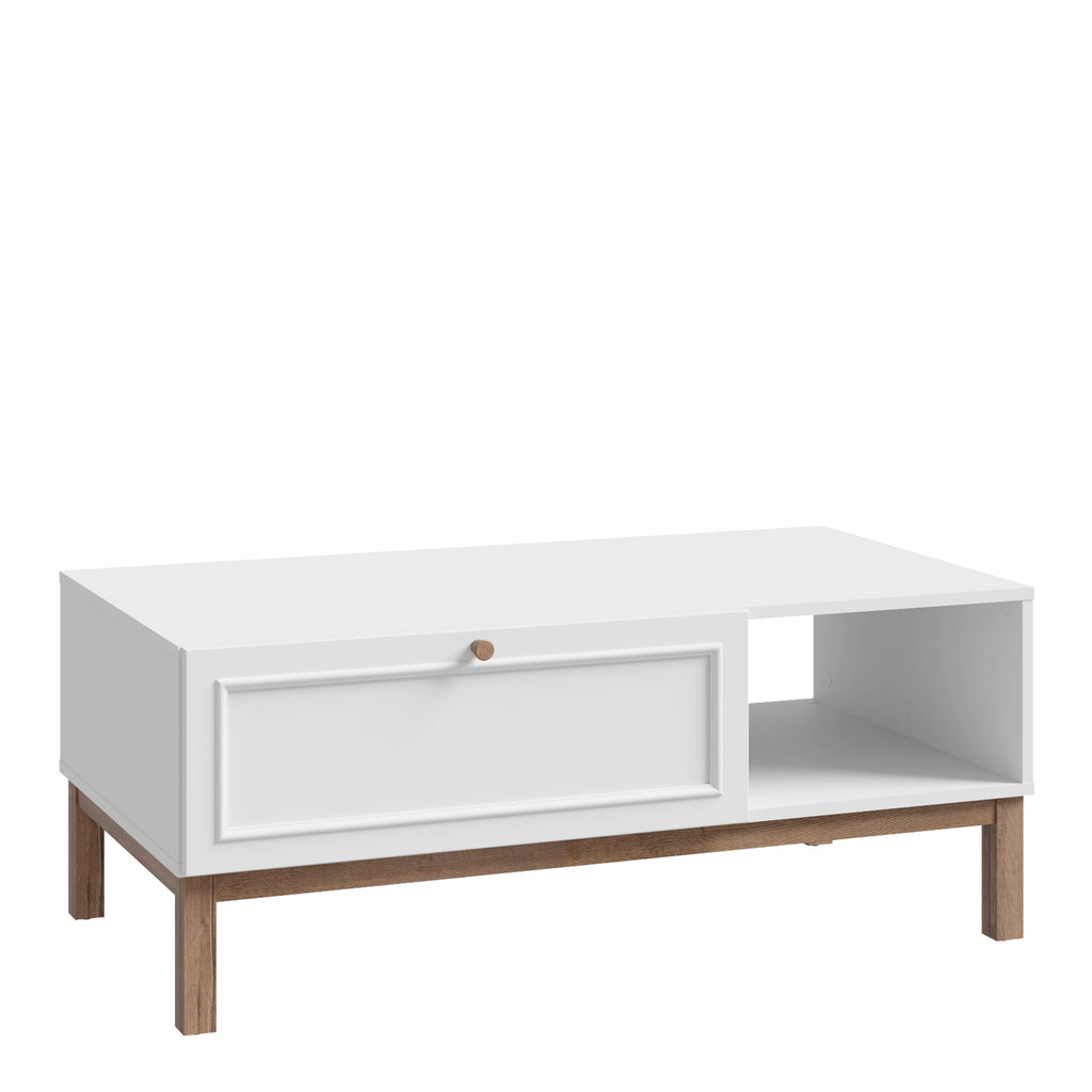 Woodland 1 Drawer Coffee Table in Light Grey and Oak