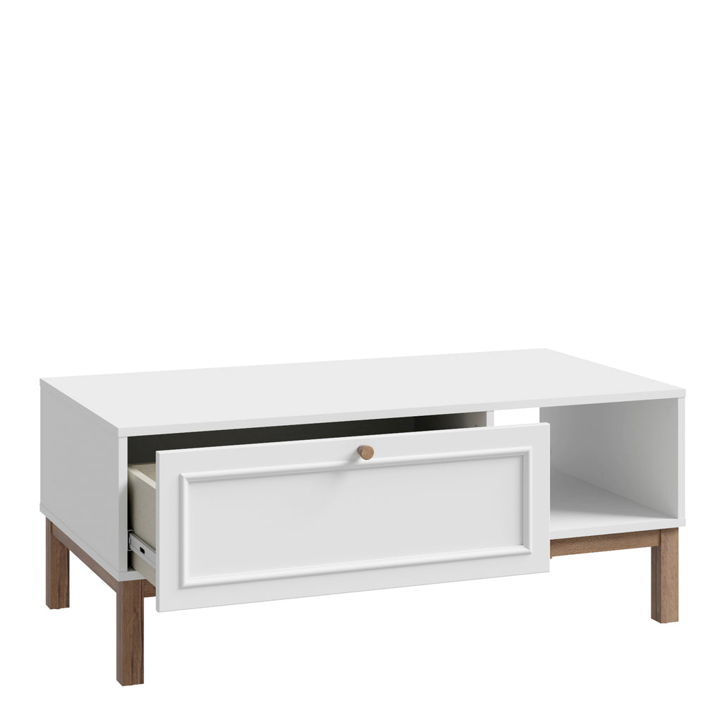 Woodland 1 Drawer Coffee Table in Light Grey and Oak