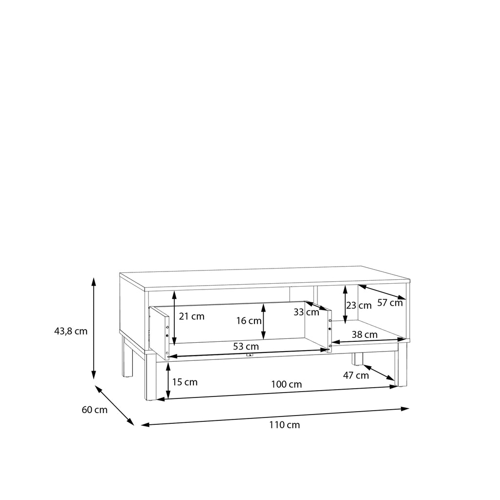 Woodland 1 Drawer Coffee Table in Light Grey and Oak