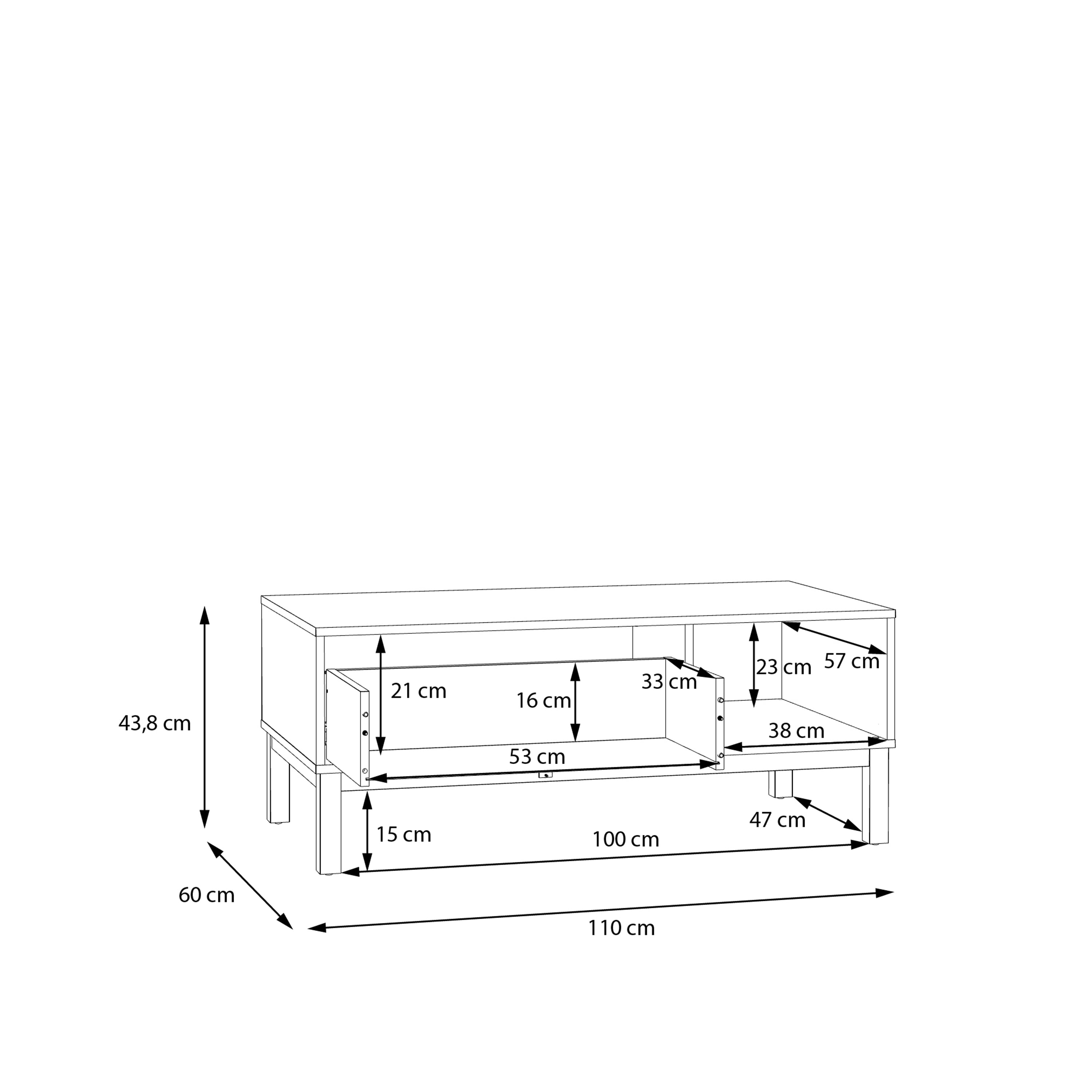 Woodland 1 Drawer Coffee Table in Light Grey and Oak