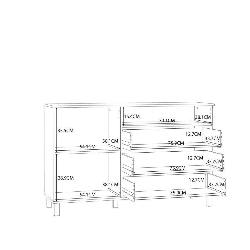 Grayson 1 Door 3 Drawer Chest In Cream and Oak