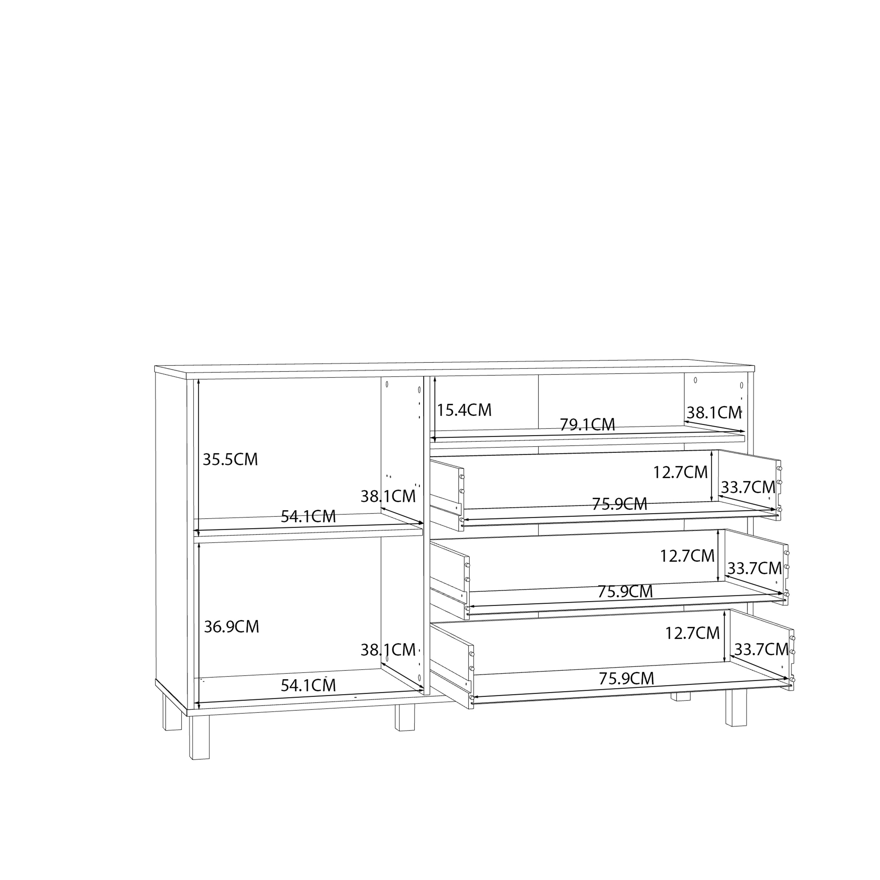 Grayson 1 Door 3 Drawer Chest In Cream and Oak