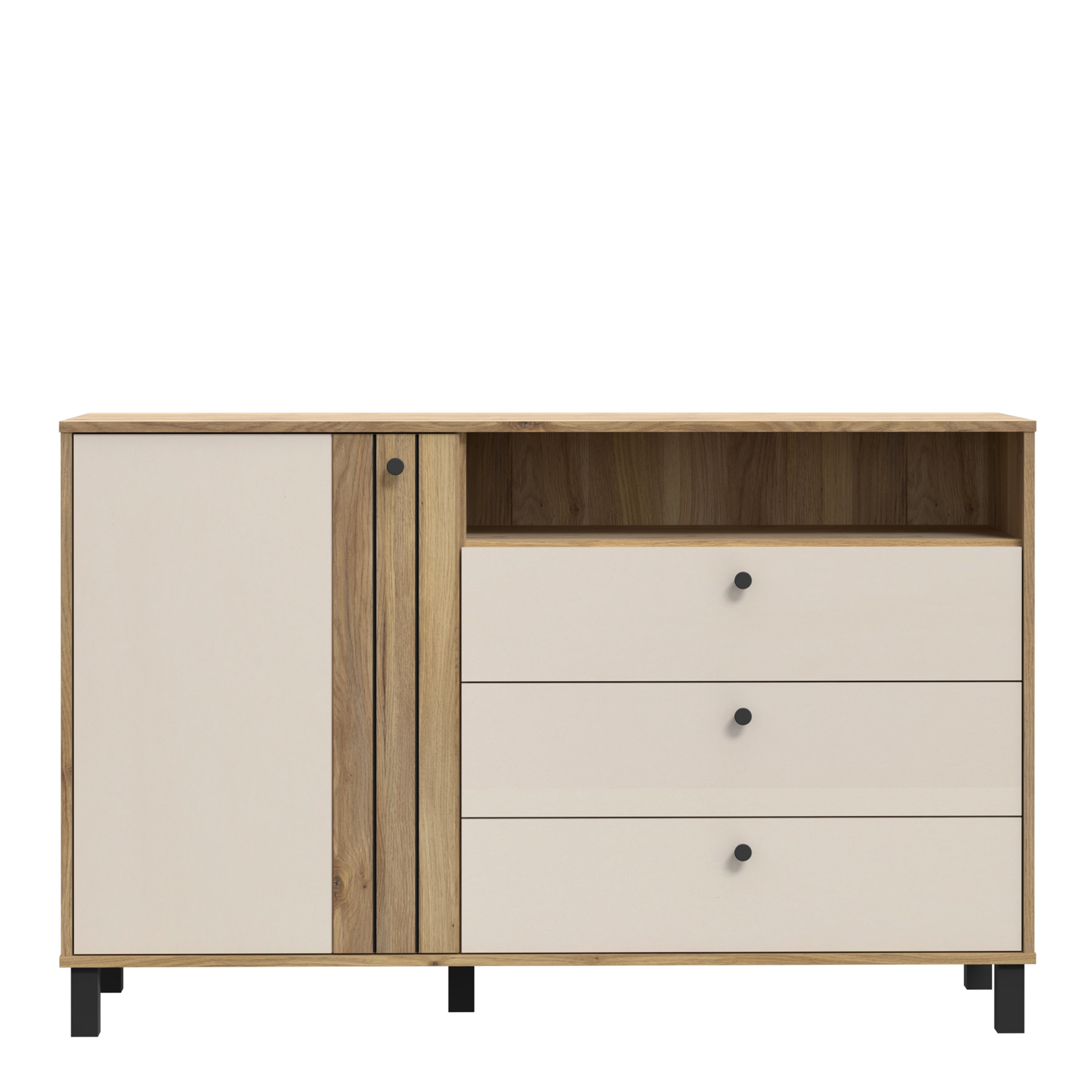 Grayson 1 Door 3 Drawer Chest In Cream and Oak
