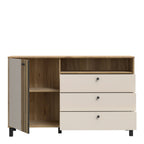Grayson 1 Door 3 Drawer Chest In Cream and Oak