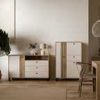 Grayson 1 Door 3 Drawer Chest In Cream and Oak