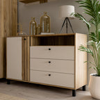 Grayson 1 Door 3 Drawer Chest In Cream and Oak