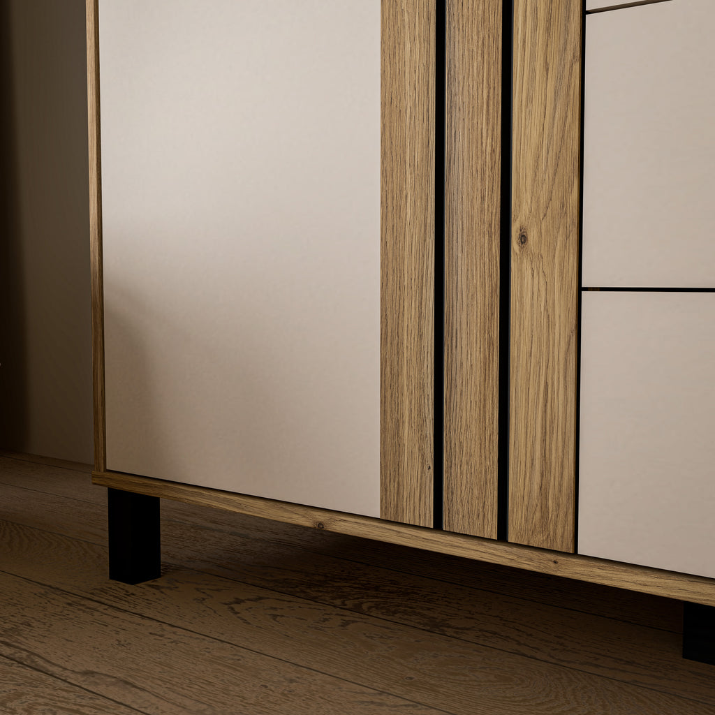 Grayson 1 Door 3 Drawer Chest In Cream and Oak