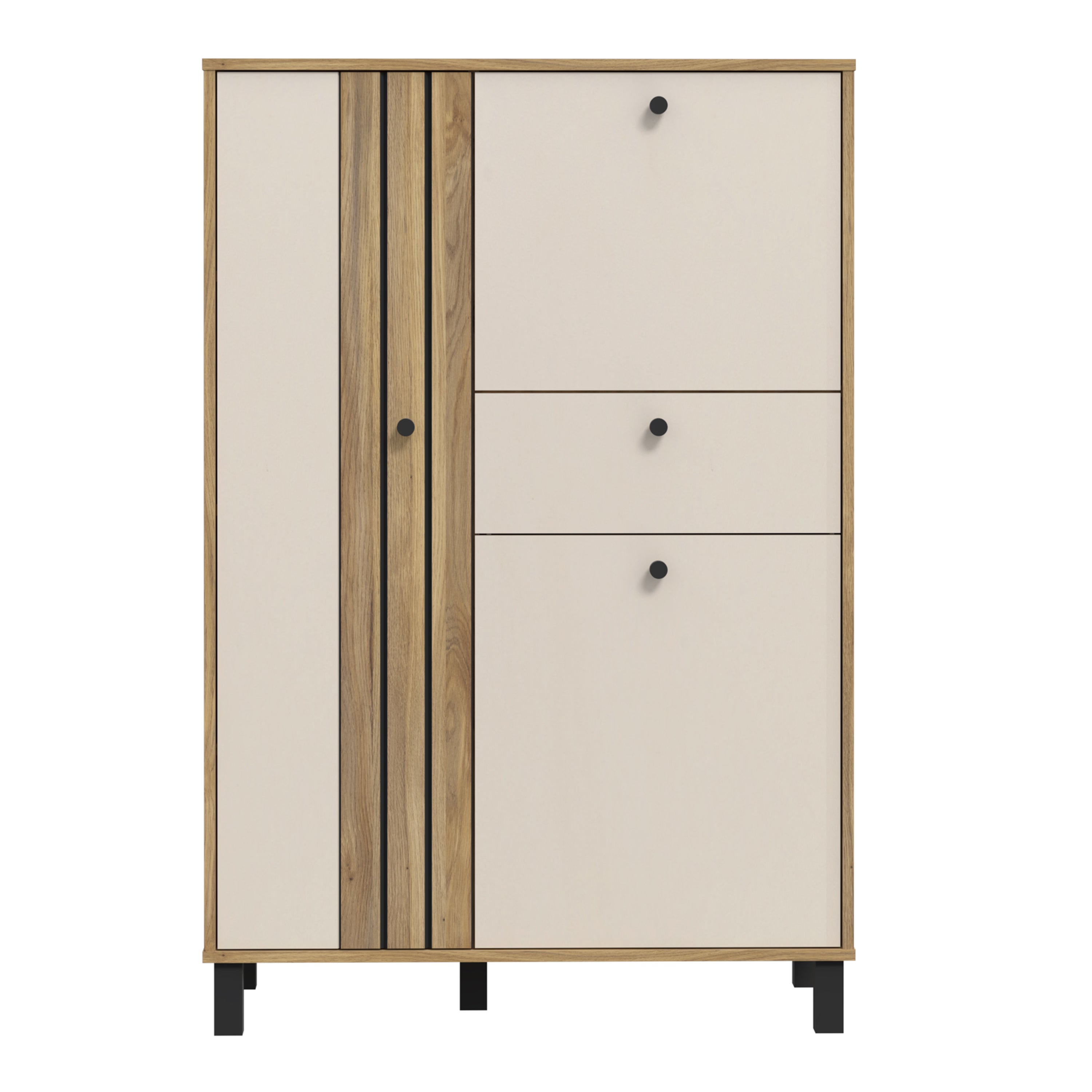 Grayson 3 Door 1 Drawer Cabinet In Cream and Oak