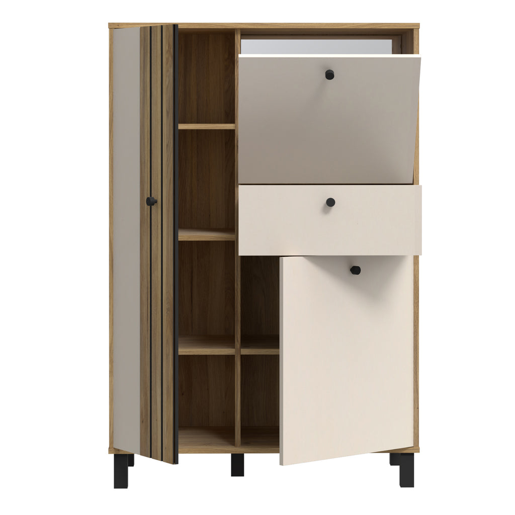 Grayson 3 Door 1 Drawer Cabinet In Cream and Oak