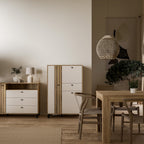 Grayson 3 Door 1 Drawer Cabinet In Cream and Oak