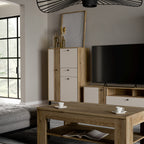 Grayson 3 Door 1 Drawer Cabinet In Cream and Oak
