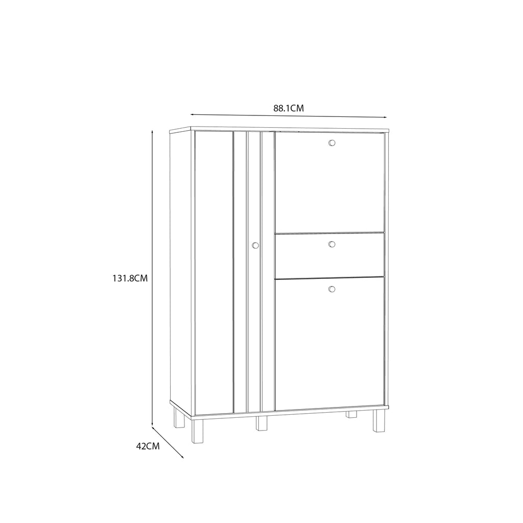 Grayson 3 Door 1 Drawer Cabinet In Cream and Oak