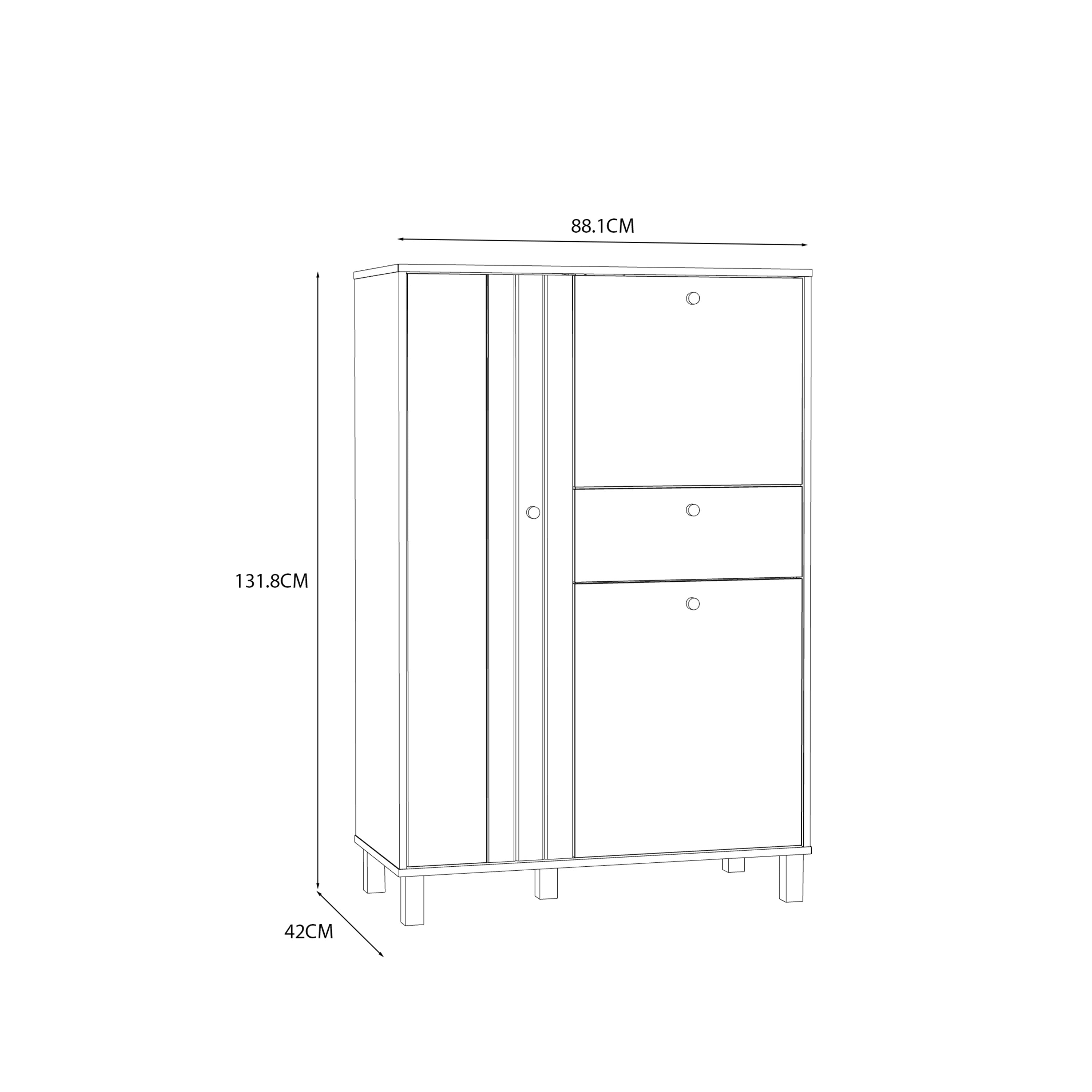 Grayson 3 Door 1 Drawer Cabinet In Cream and Oak