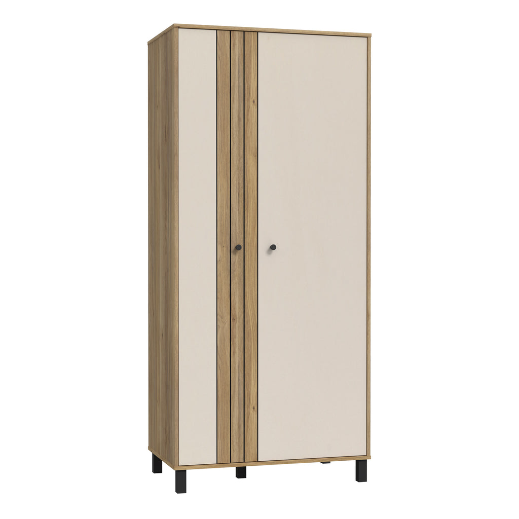 Grayson 2 Door Wardrobe In Cream and Oak