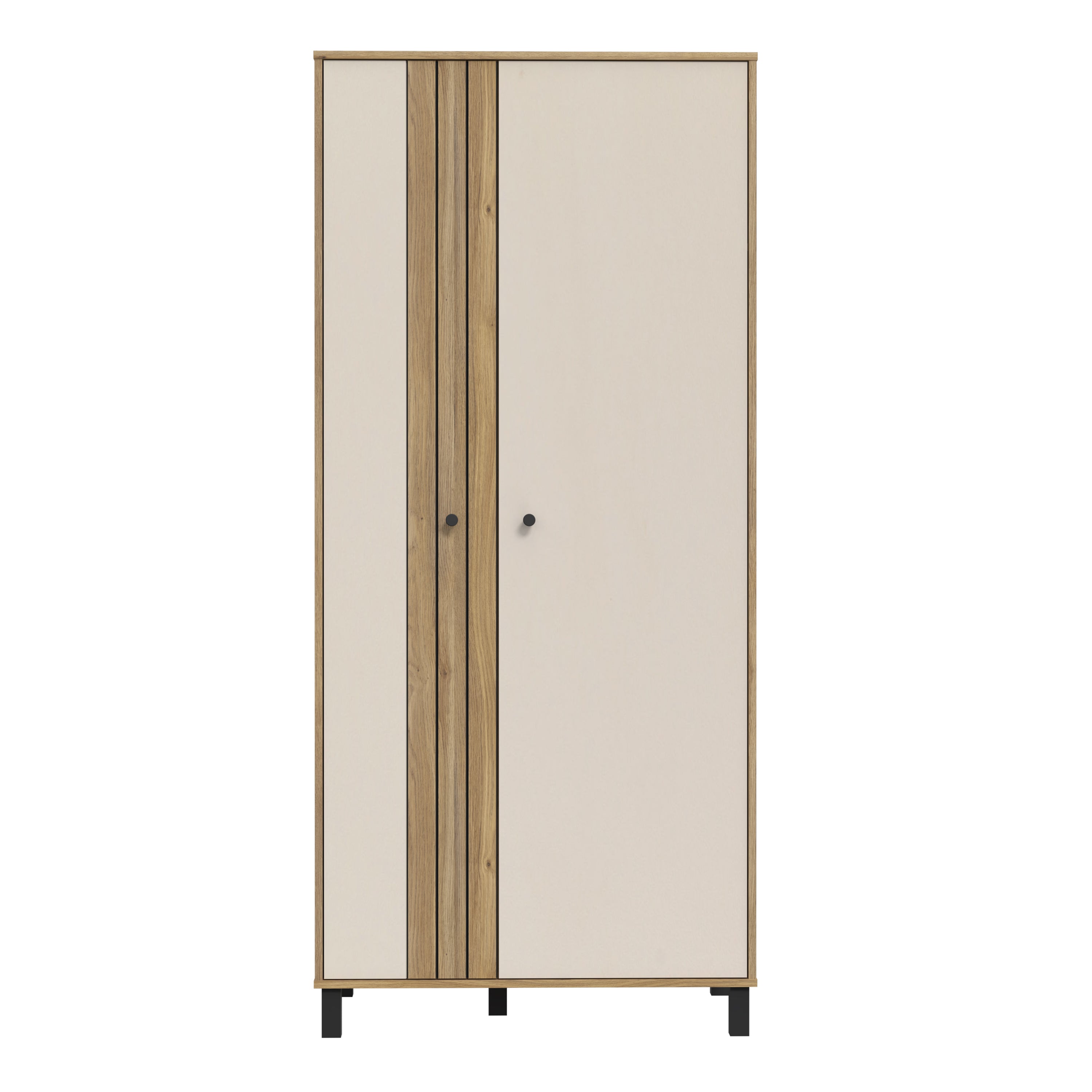Grayson 2 Door Wardrobe In Cream and Oak