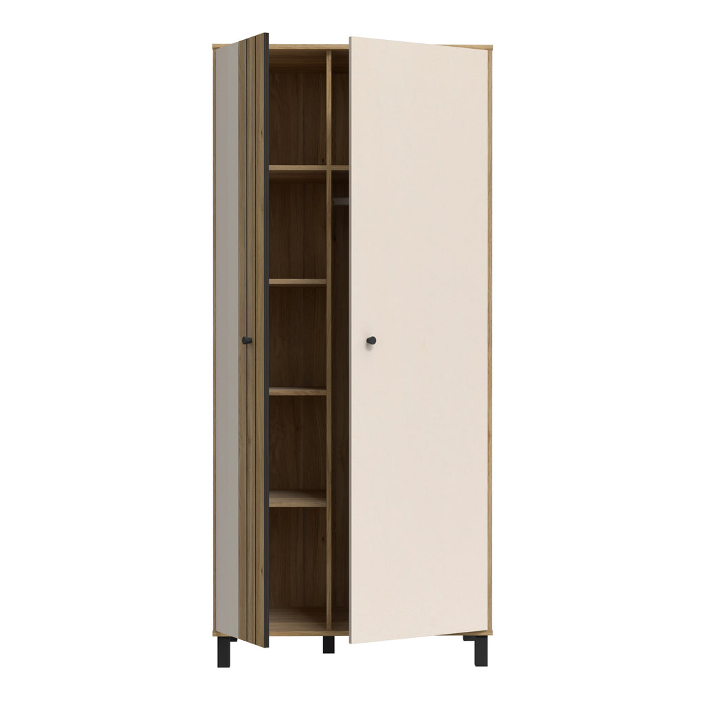 Grayson 2 Door Wardrobe In Cream and Oak