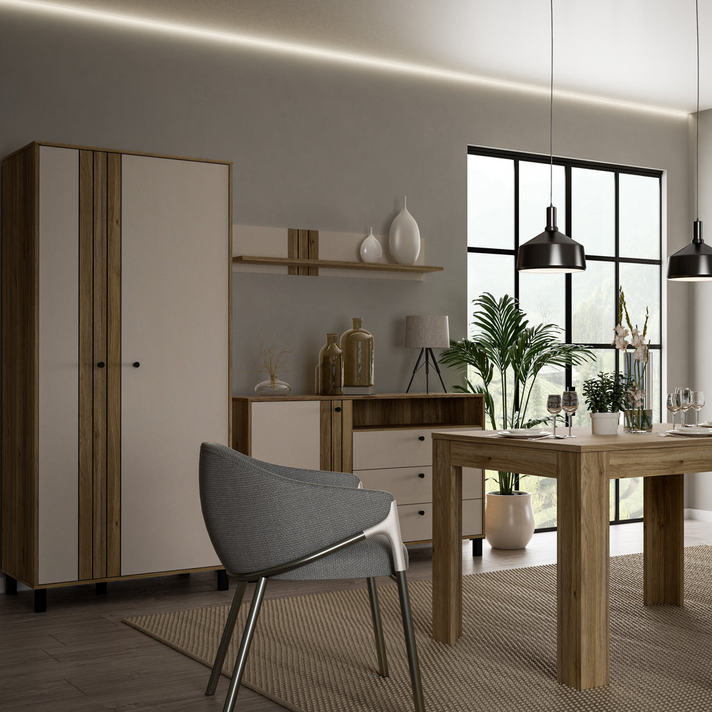 Grayson 2 Door Wardrobe In Cream and Oak
