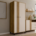 Grayson 2 Door Wardrobe In Cream and Oak