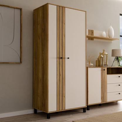 Grayson 2 Door Wardrobe In Cream and Oak