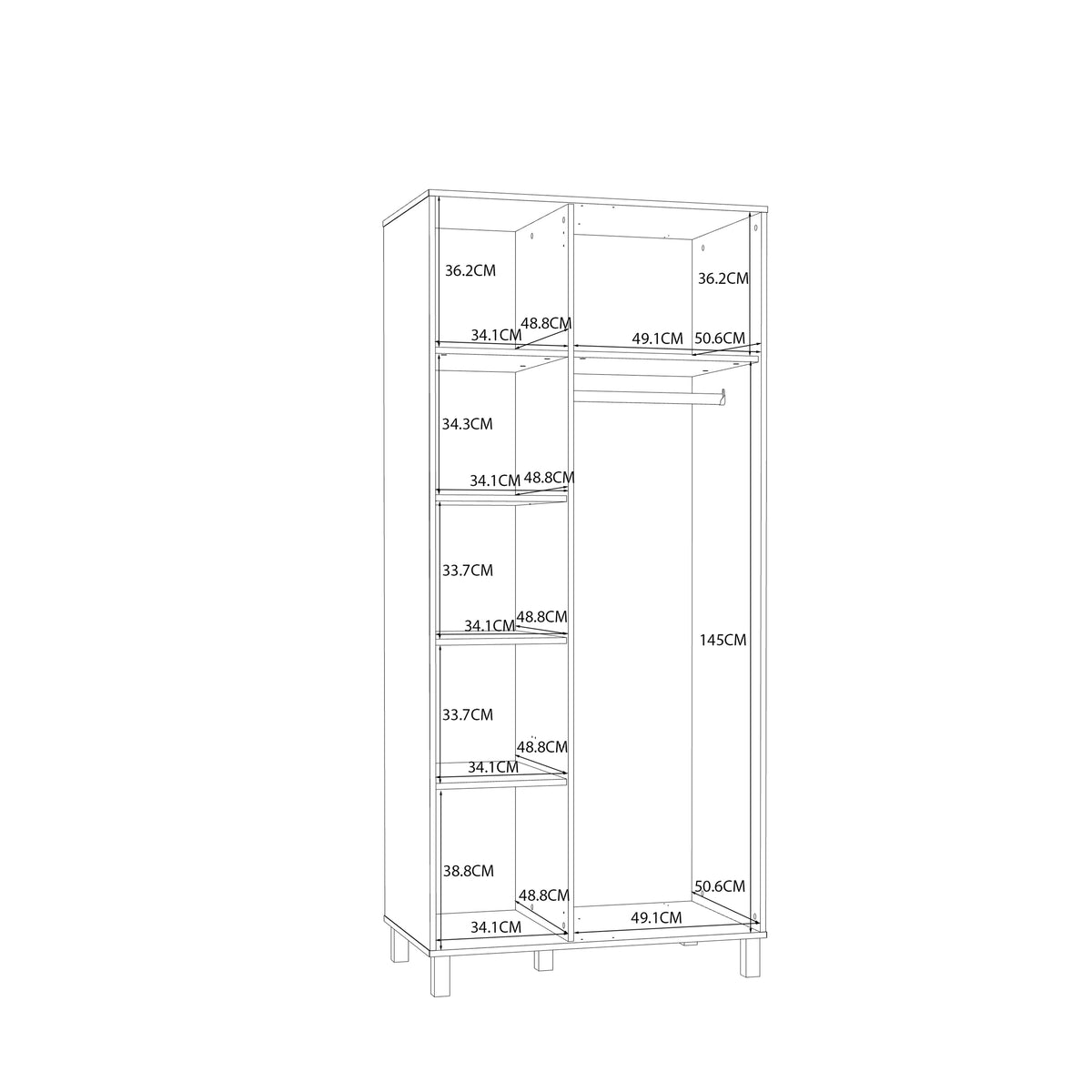 Grayson 2 Door Wardrobe In Cream and Oak