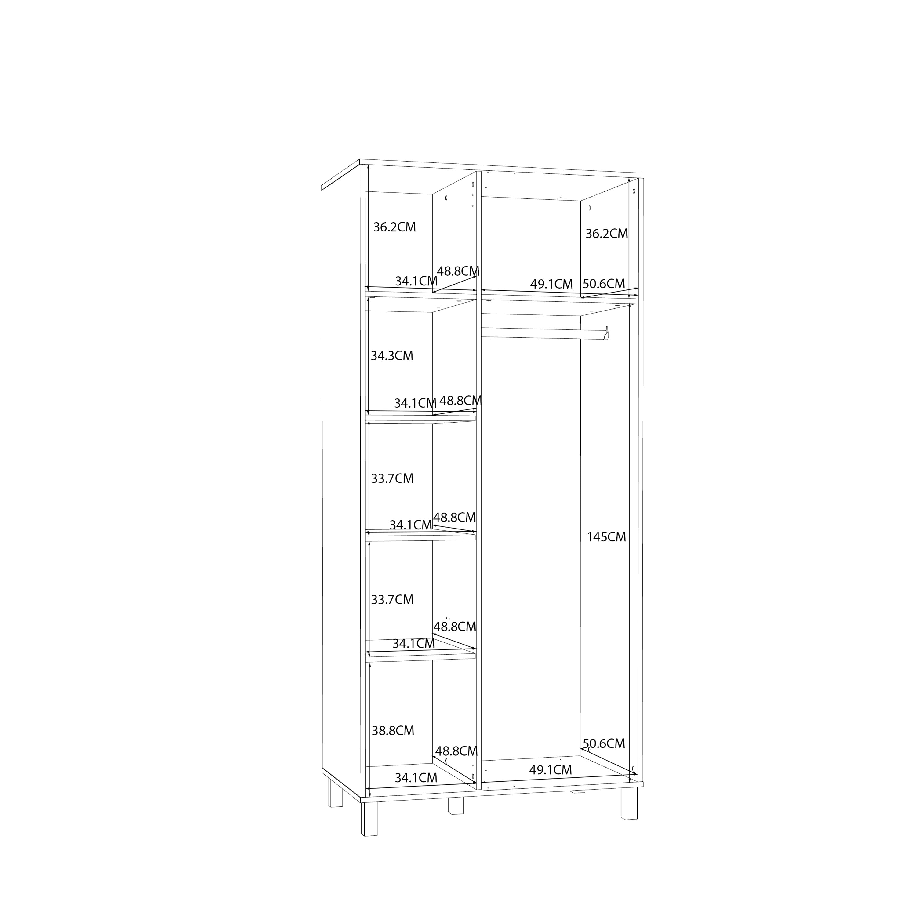 Grayson 2 Door Wardrobe In Cream and Oak