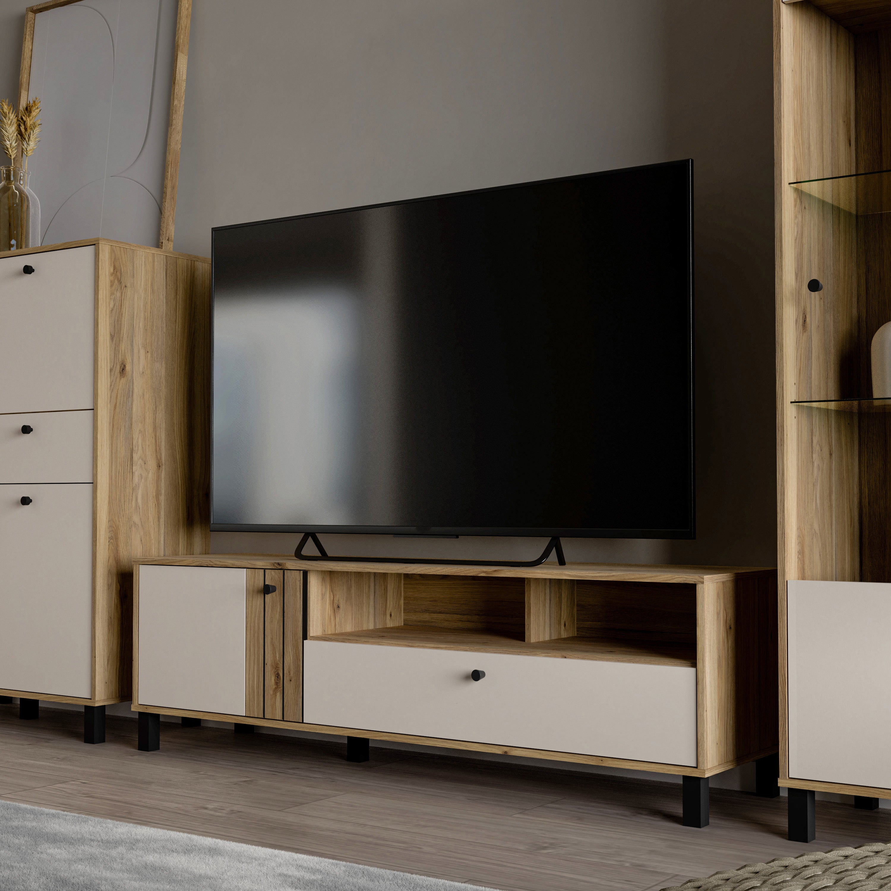 Grayson TV Unit in Cream and Oak