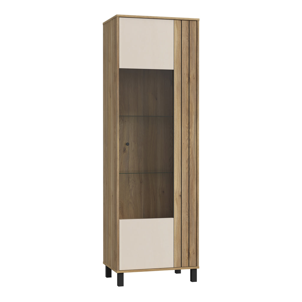 Grayson Glass Door Display Cabinet in Cream and Oak