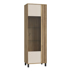 Grayson Glass Door Display Cabinet in Cream and Oak