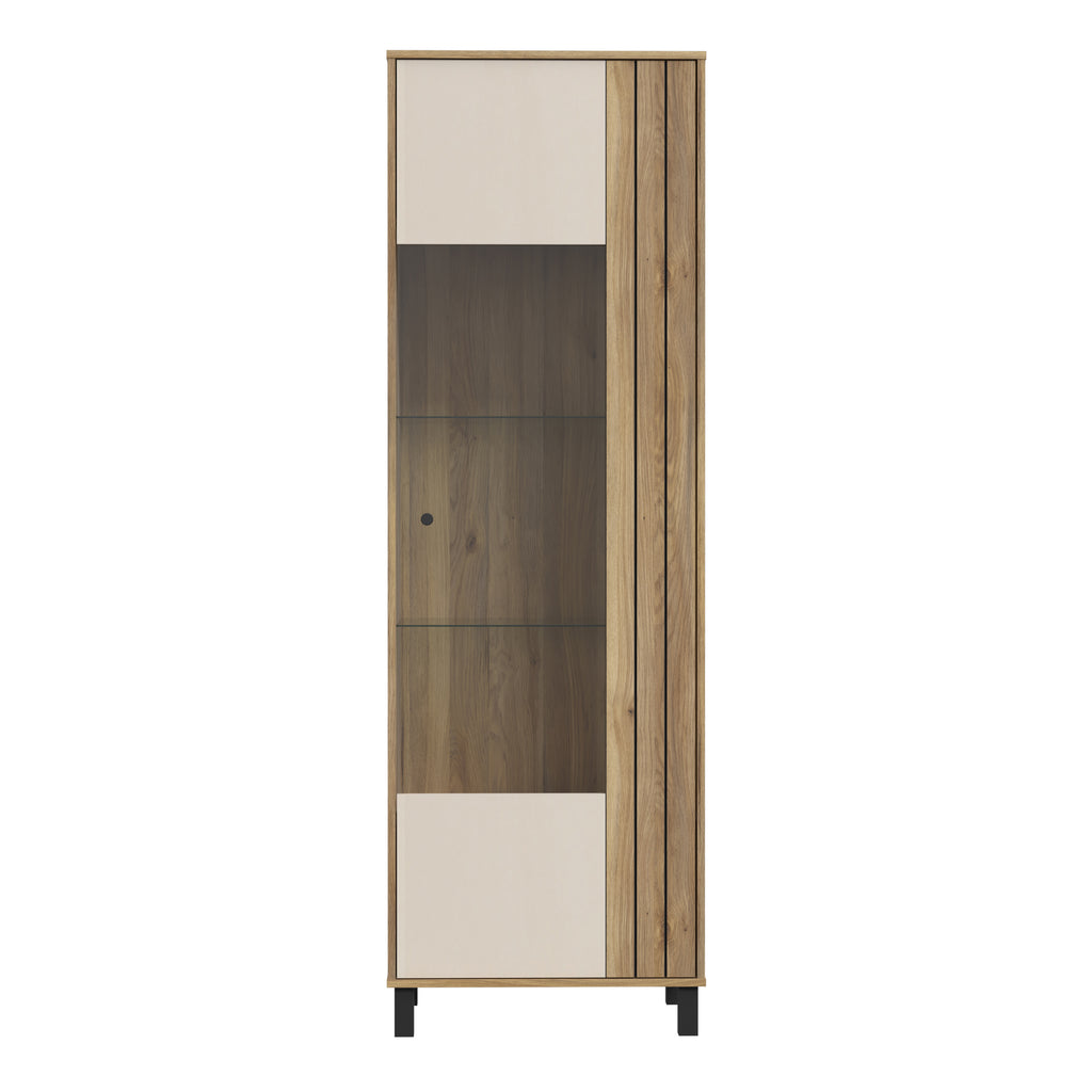 Grayson Glass Door Display Cabinet in Cream and Oak