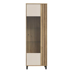 Grayson Glass Door Display Cabinet in Cream and Oak