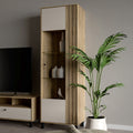 Grayson Glass Door Display Cabinet in Cream and Oak