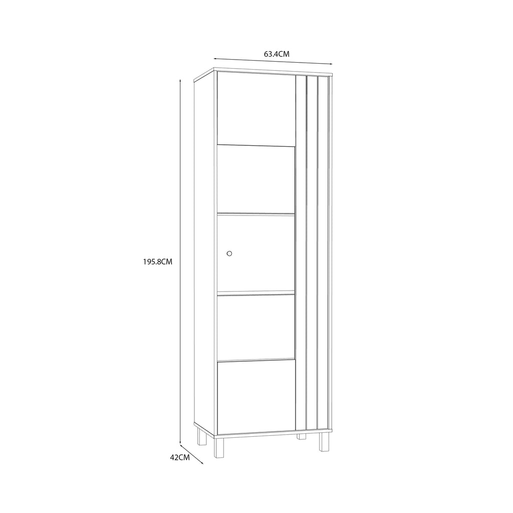 Grayson Glass Door Display Cabinet in Cream and Oak