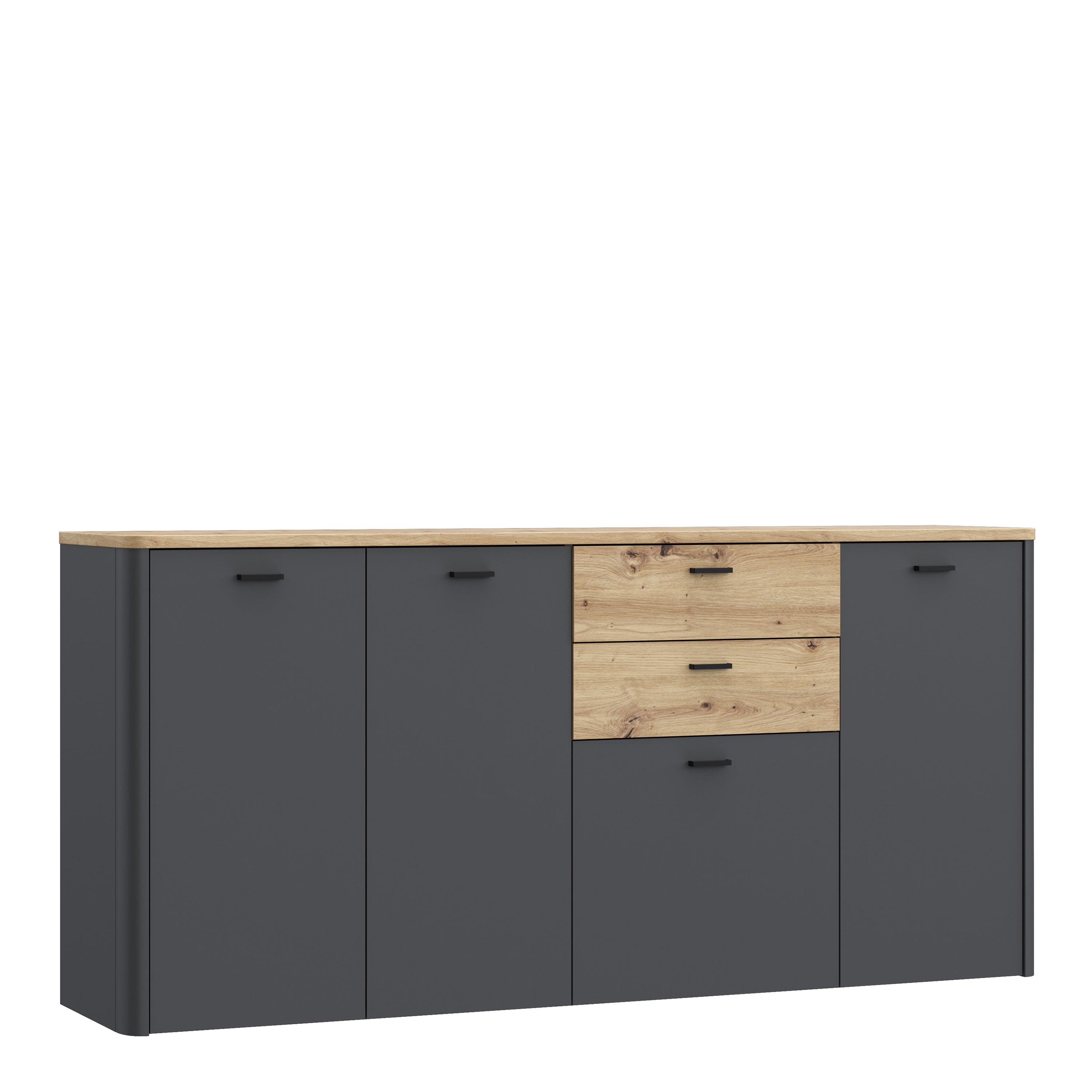 Karis 4 Door 2 Drawer Sideboard in Grey and Oak