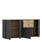 Karis 4 Door 2 Drawer Sideboard in Grey and Oak