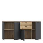 Karis 4 Door 2 Drawer Sideboard in Grey and Oak