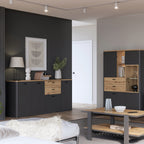 Karis 4 Door 2 Drawer Sideboard in Grey and Oak