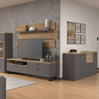Karis 4 Door 2 Drawer Sideboard in Grey and Oak