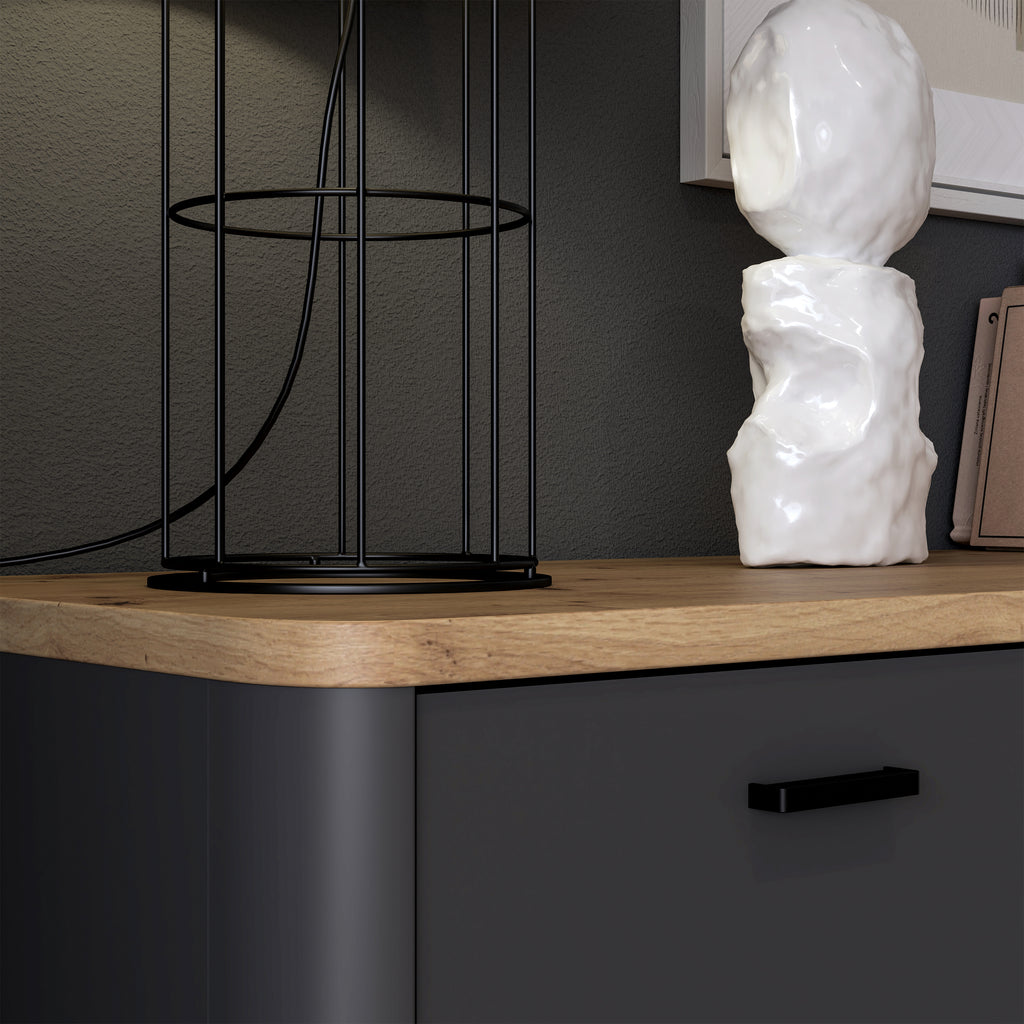 Karis 4 Door 2 Drawer Sideboard in Grey and Oak