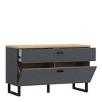 Karis TV Unit with 1 Drawer 1 Flip Door in Grey and Oak