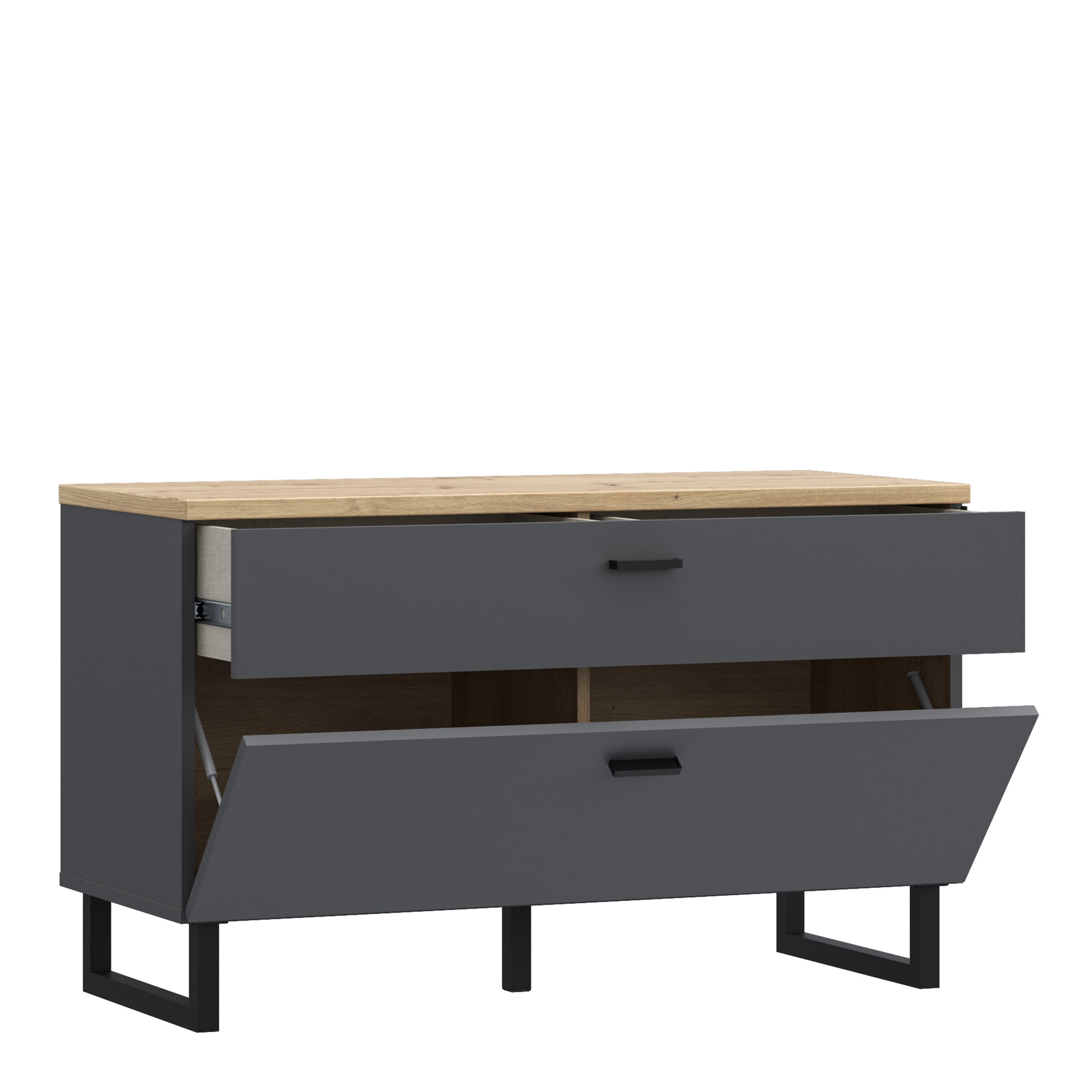 Karis TV Unit with 1 Drawer 1 Flip Door in Grey and Oak