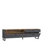 Karis TV Unit with 1 Drawer 2 Flip Doors in Grey and Oak inc LED Lighting