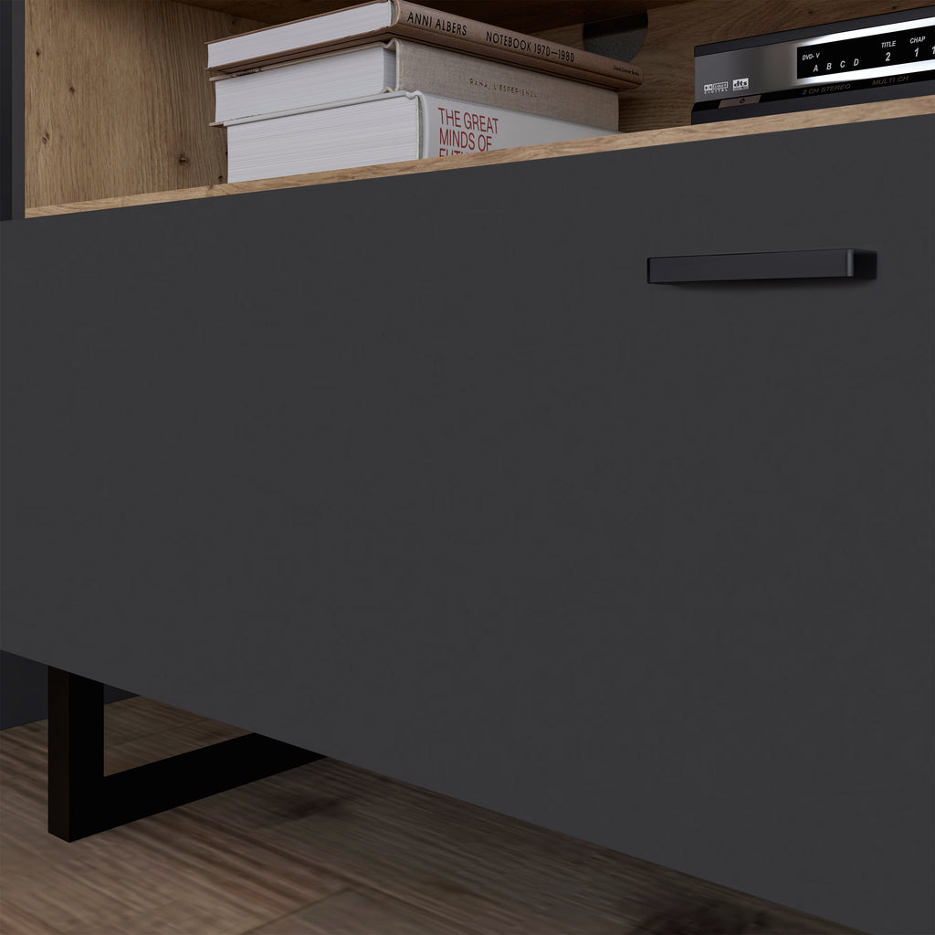 Karis TV Unit with 1 Drawer 2 Flip Doors in Grey and Oak